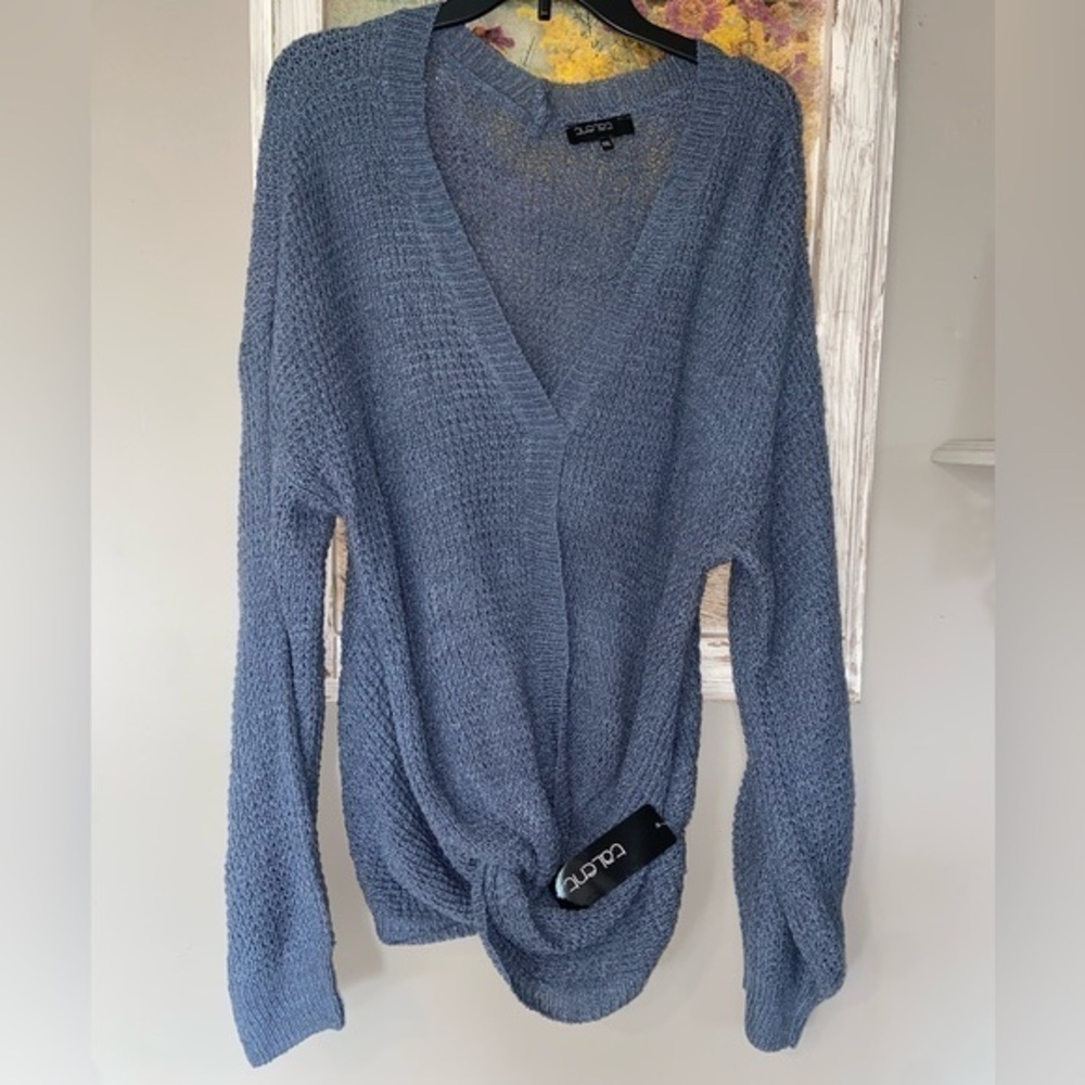NEW W/Tag Talent Steel Blue Twisted Tie Sweater 2X Lightweight V-Neck